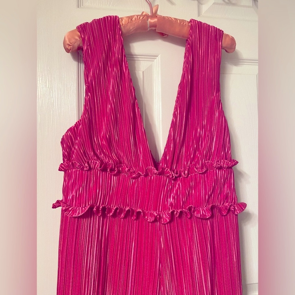 Lulus Pink Pleated Maxi Romper Dress (XL, NWT) - Picture 3 of 13